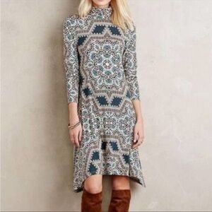 Anthropology Maeve Geometric Patterned Dress